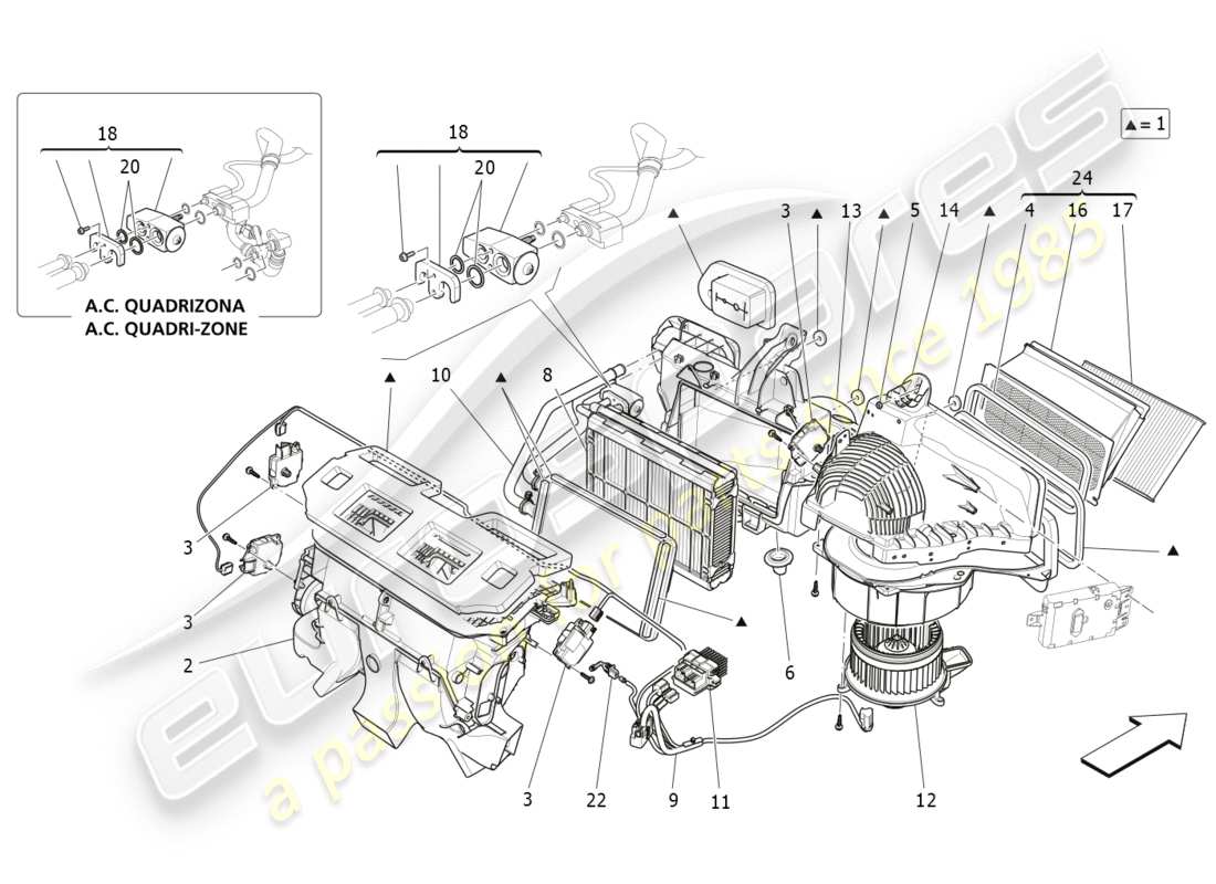 Maserati QTP 3.0 BT V6 410HP (2014) a/c unit: dashboard devices Part Diagram