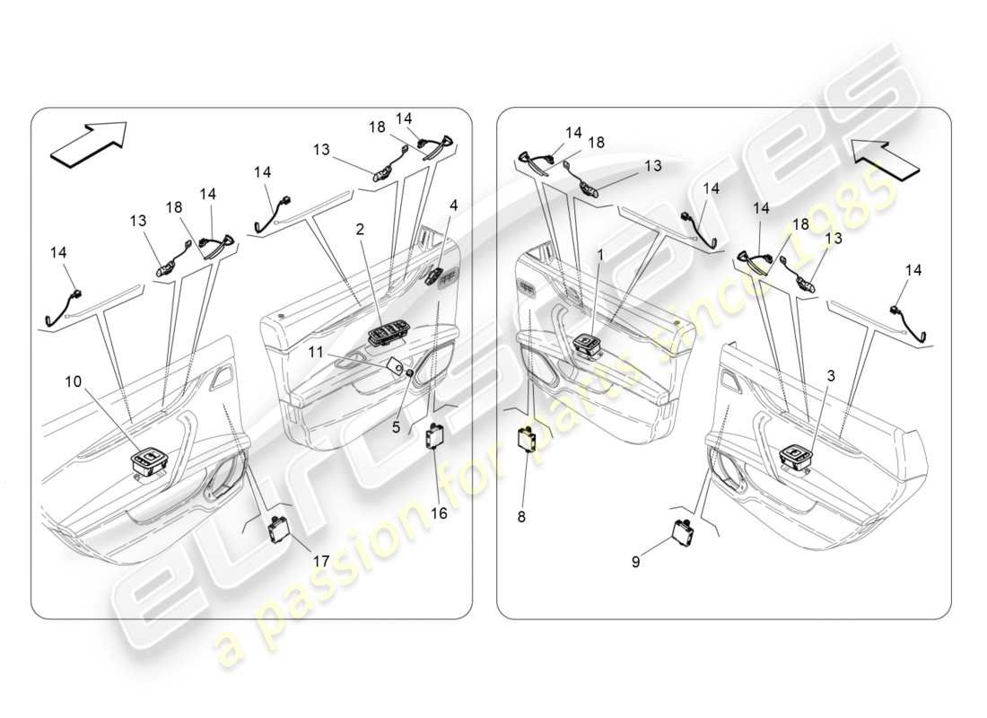 Maserati QTP 3.0 BT V6 410HP (2014) door devices Part Diagram