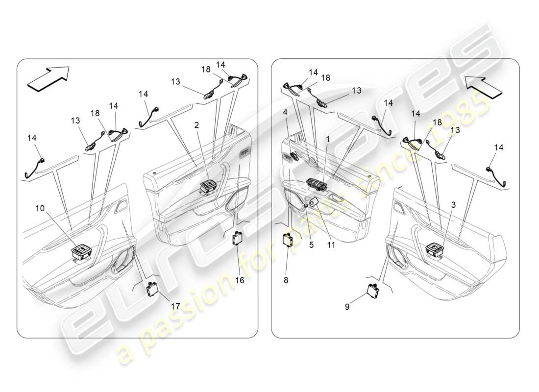 Maserati QTP 3.0 BT V6 410HP (2014) door devices Part Diagram