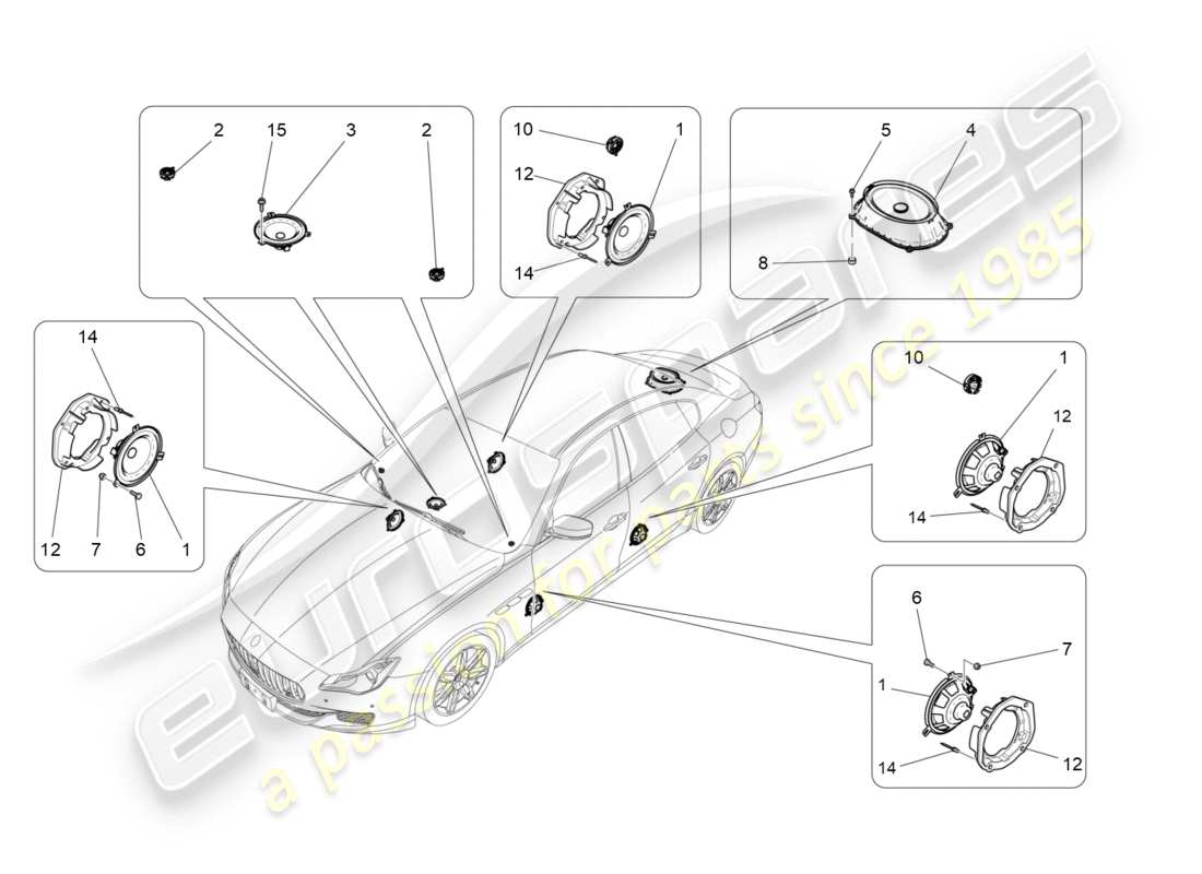 Maserati QTP 3.0 BT V6 410HP (2014) sound diffusion system Part Diagram