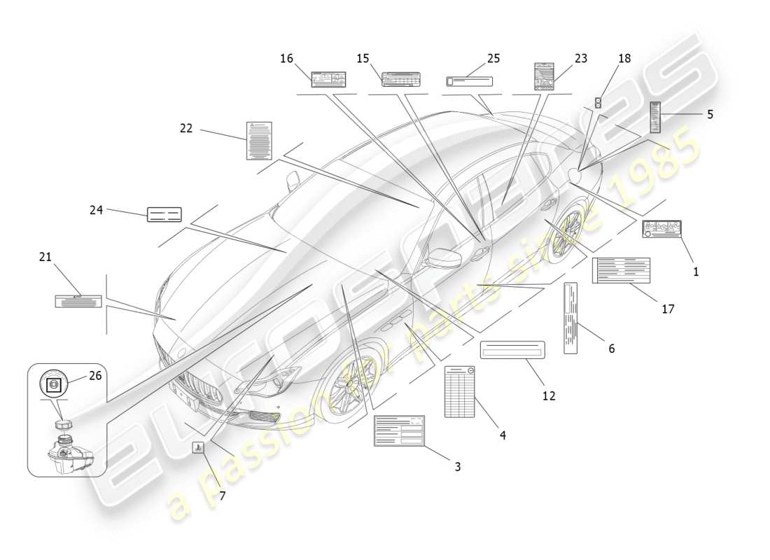 Maserati QTP 3.0 BT V6 410HP (2014) STICKERS AND LABELS Part Diagram