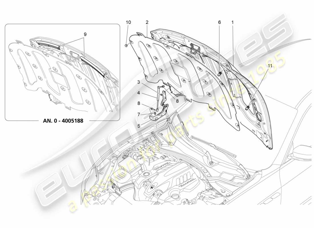 Maserati QTP 3.0 BT V6 410HP (2014) front lid Part Diagram