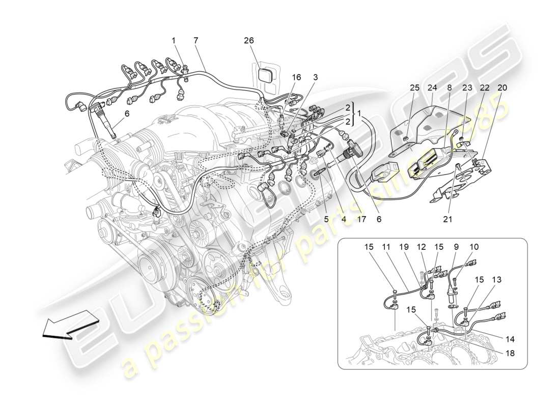 Maserati GranTurismo (2015) electronic control: injection and engine timing control Part Diagram