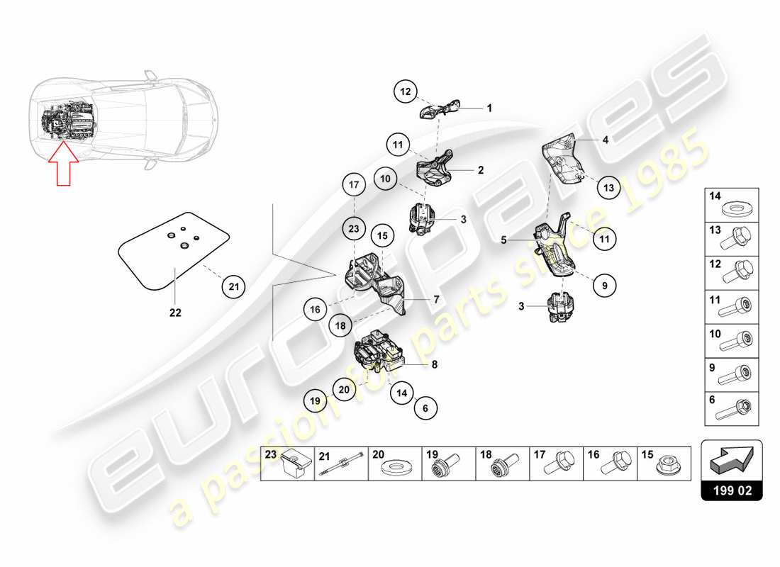 Lamborghini PERFORMANTE COUPE (2018) SECURING PARTS FOR ENGINE Part Diagram