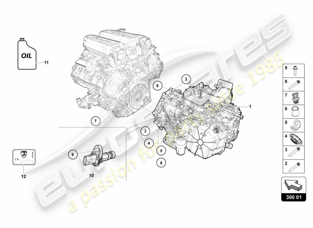 Lamborghini PERFORMANTE COUPE (2018) AUTOMATIC GEARBOX Part Diagram