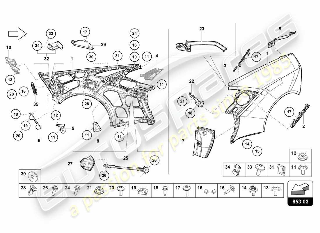 Lamborghini PERFORMANTE COUPE (2018) WING Part Diagram