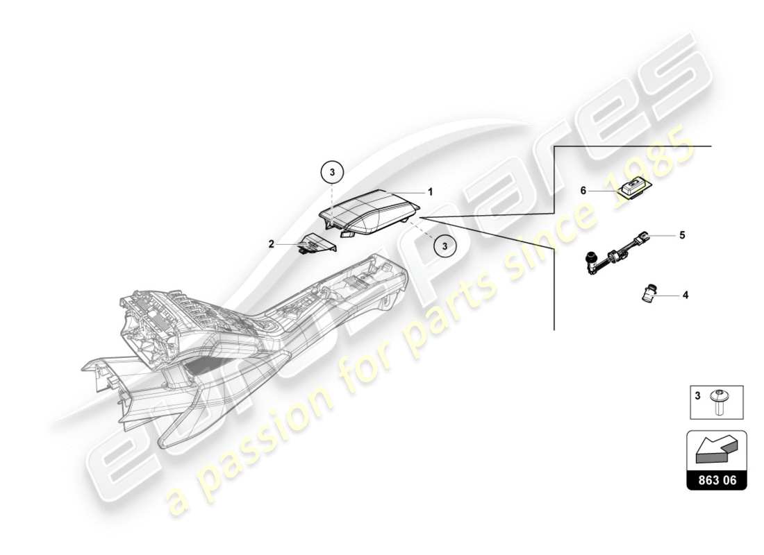 Lamborghini PERFORMANTE COUPE (2018) STOWAGE COMPARTMENT Part Diagram