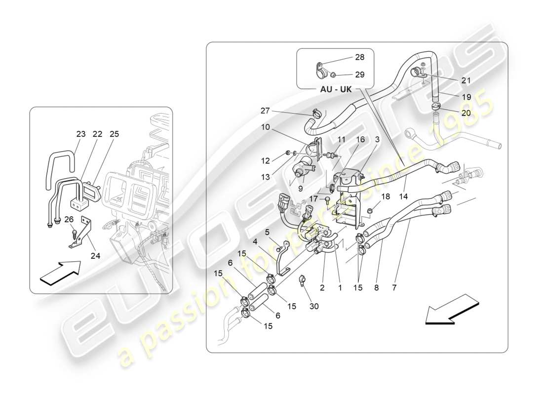 Maserati GranTurismo (2016) a/c unit: engine compartment devices Parts Diagram