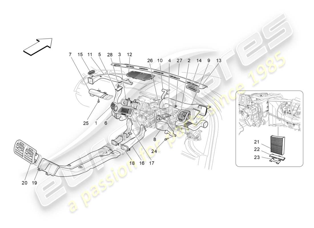 Maserati GranTurismo (2016) a/c unit: diffusion Parts Diagram
