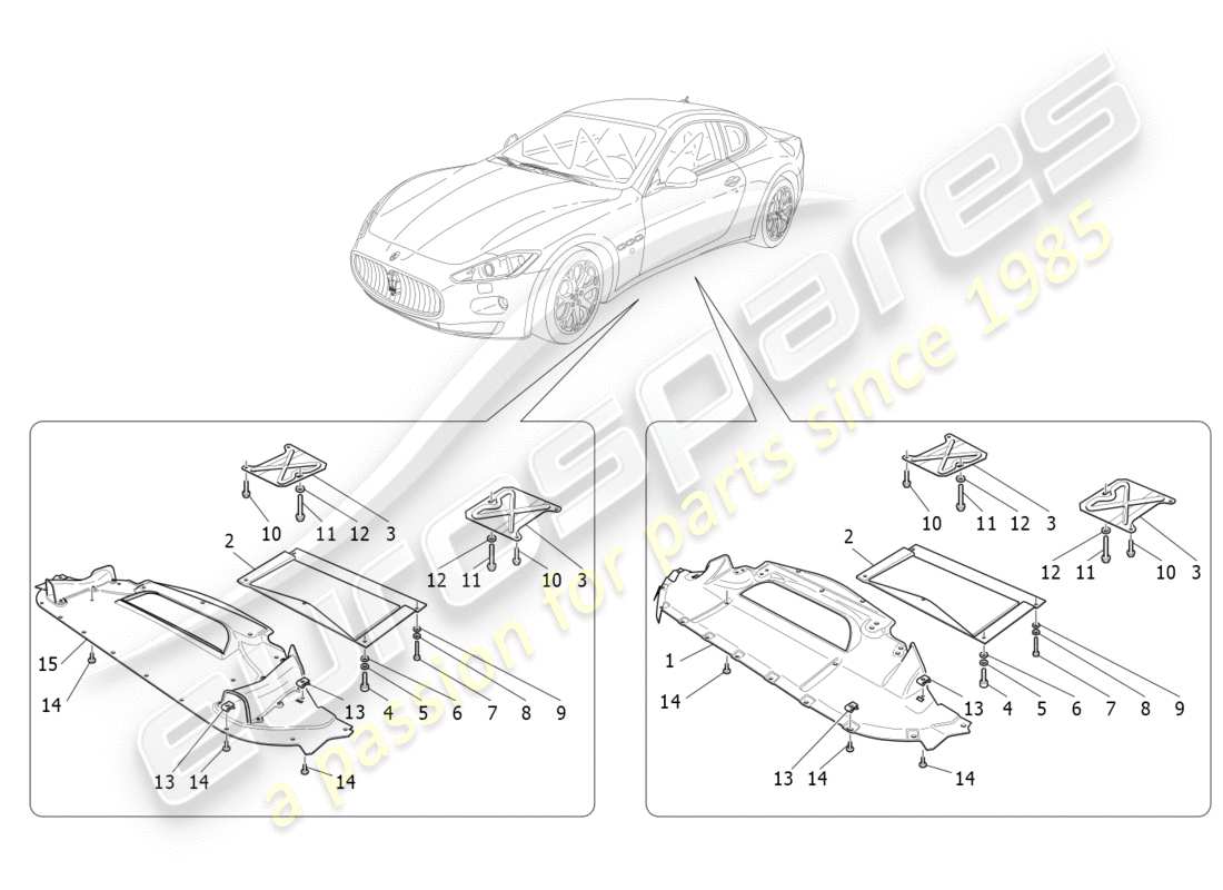 Maserati GranTurismo (2016) underbody and underfloor guards Parts Diagram