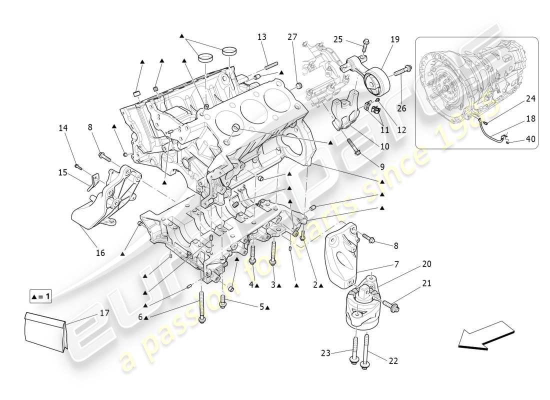 Maserati QTP 3.0 TDS V6 275HP (2015) crankcase Part Diagram