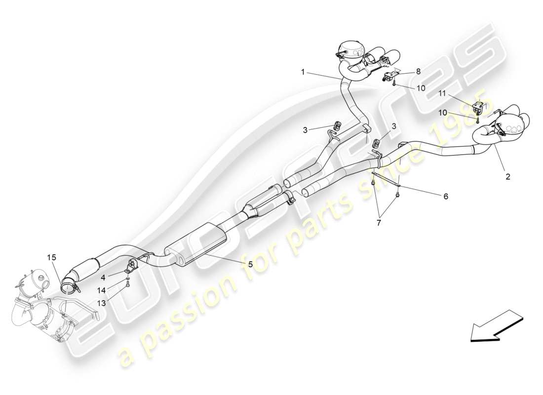 Maserati QTP 3.0 TDS V6 275HP (2015) silencers Part Diagram