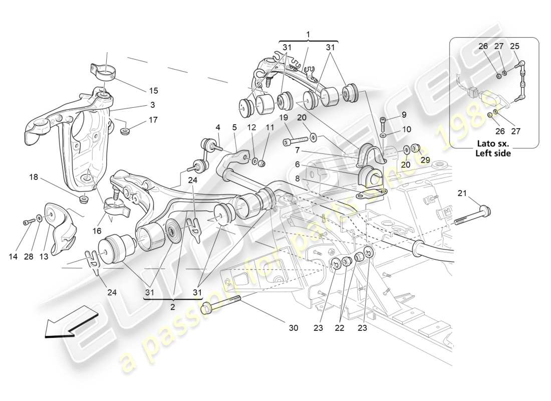 Maserati QTP 3.0 TDS V6 275HP (2015) Front Suspension Part Diagram