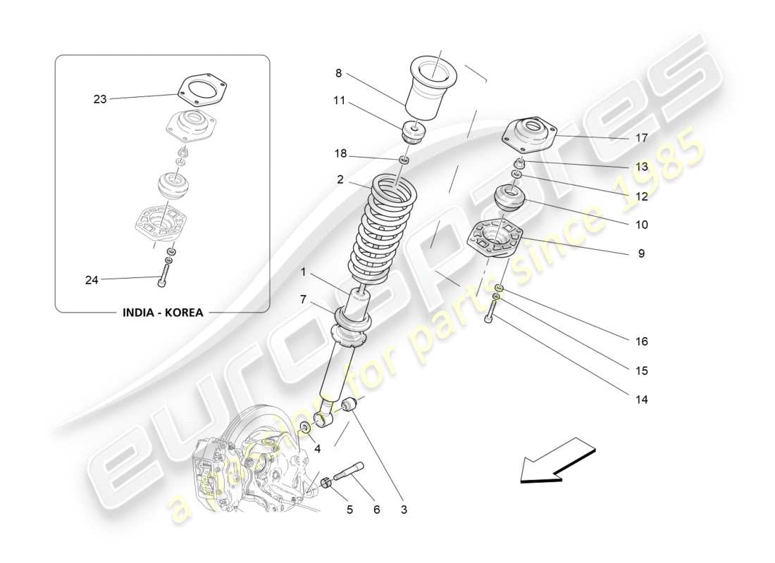 Maserati QTP 3.0 TDS V6 275HP (2015) rear shock absorber devices Part Diagram