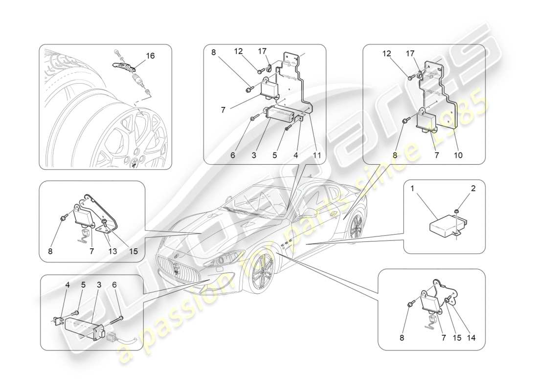 Maserati QTP 3.0 TDS V6 275HP (2015) TYRE PRESSURE MONITORING SYSTEM Part Diagram