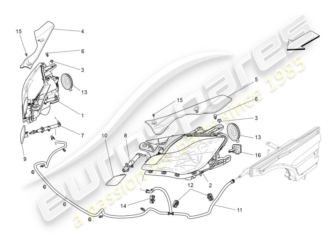 Maserati QTP 3.0 TDS V6 275HP (2015) headlight clusters Part Diagram