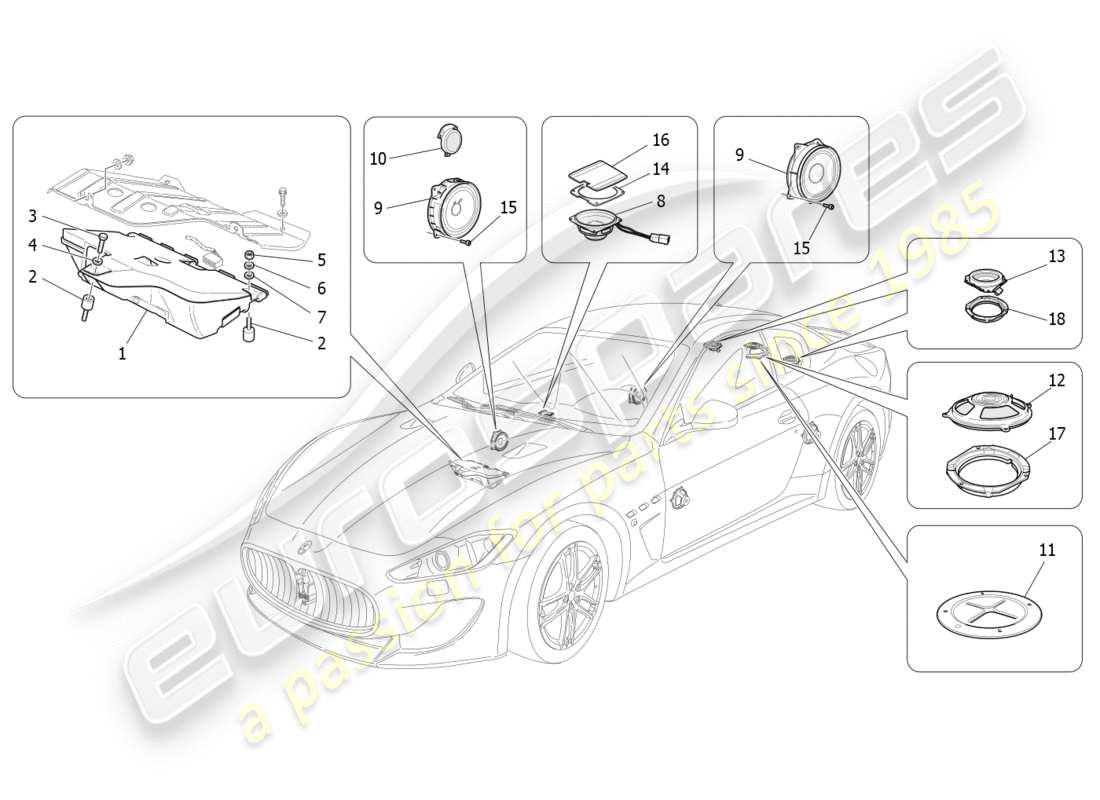Maserati QTP 3.0 TDS V6 275HP (2015) sound diffusion system Part Diagram