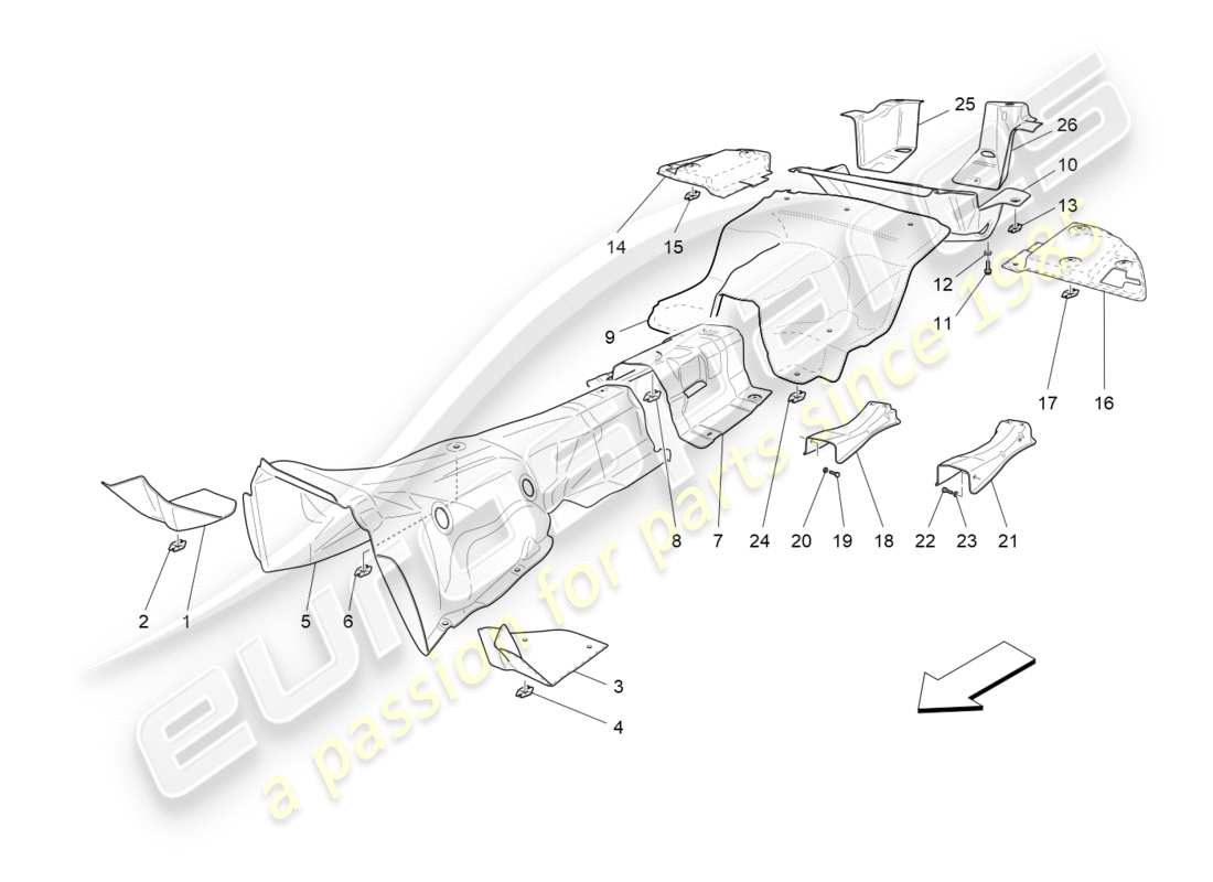 Maserati QTP 3.0 TDS V6 275HP (2015) thermal insulating panels Part Diagram