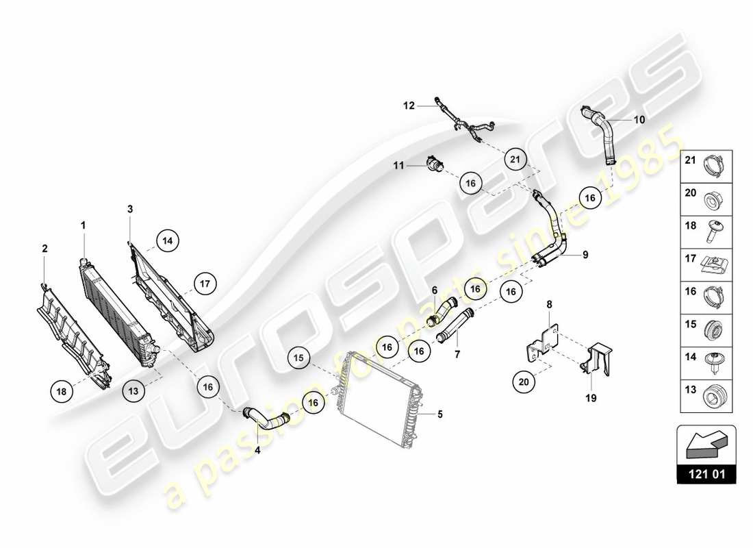 Lamborghini PERFORMANTE COUPE (2020) COOLER FOR COOLANT FRONT CENTER Part Diagram