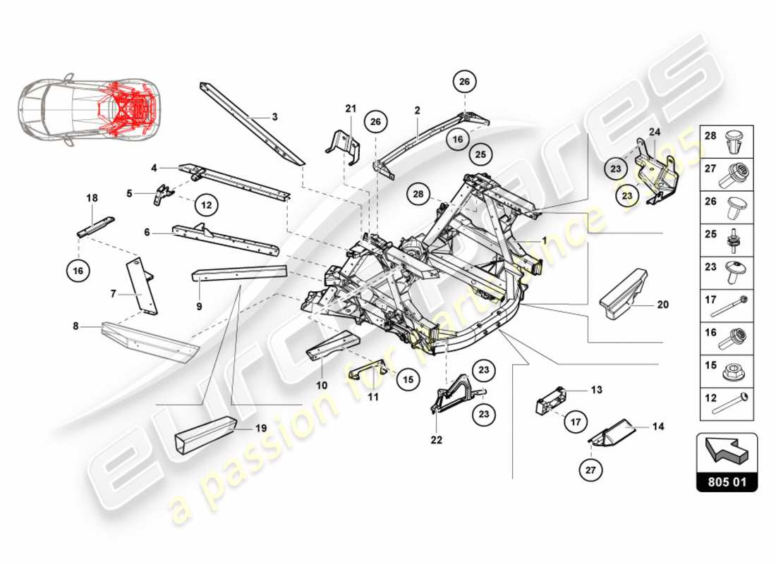 Lamborghini PERFORMANTE COUPE (2020) CHASSIS REAR, INNER Part Diagram