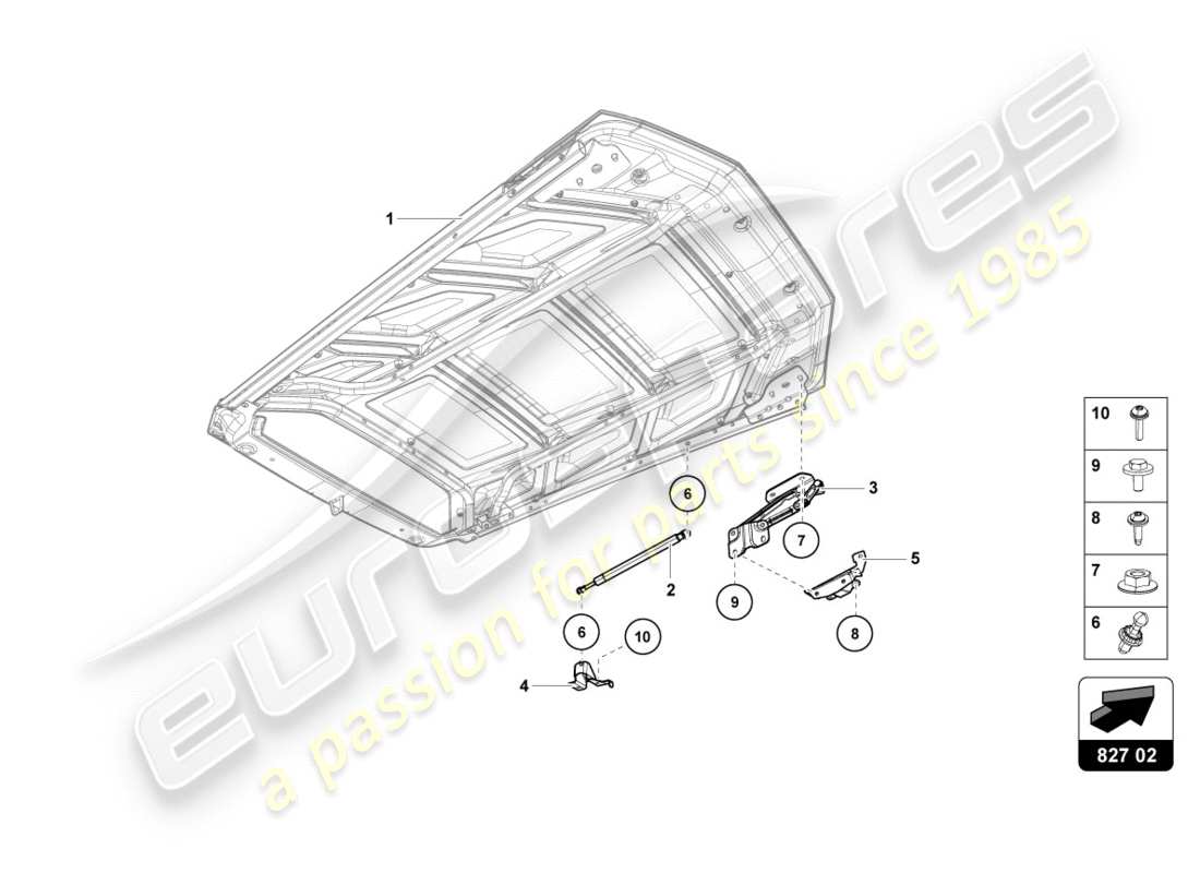 Lamborghini PERFORMANTE COUPE (2020) ENGINE COVER WITH INSP. COVER Part Diagram