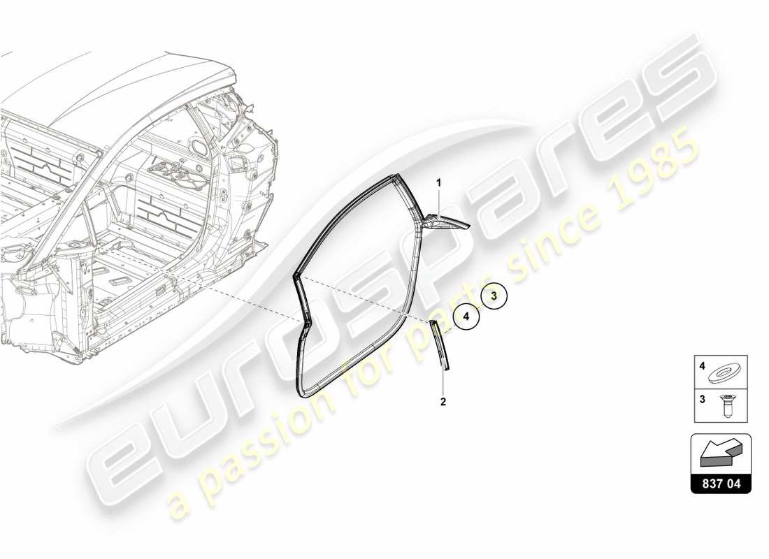 Lamborghini PERFORMANTE COUPE (2020) DOOR SEAL FRONT DOORS Part Diagram