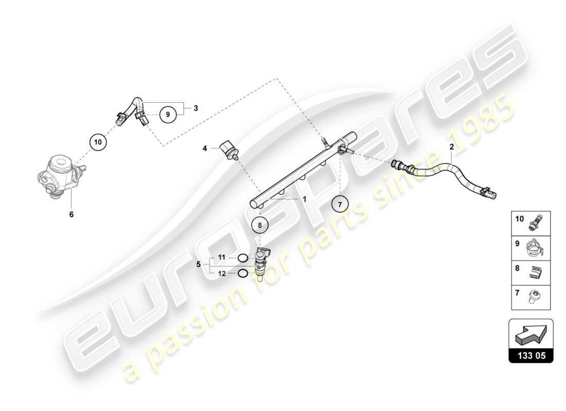 Lamborghini PERFORMANTE SPYDER (2019) injection system Part Diagram