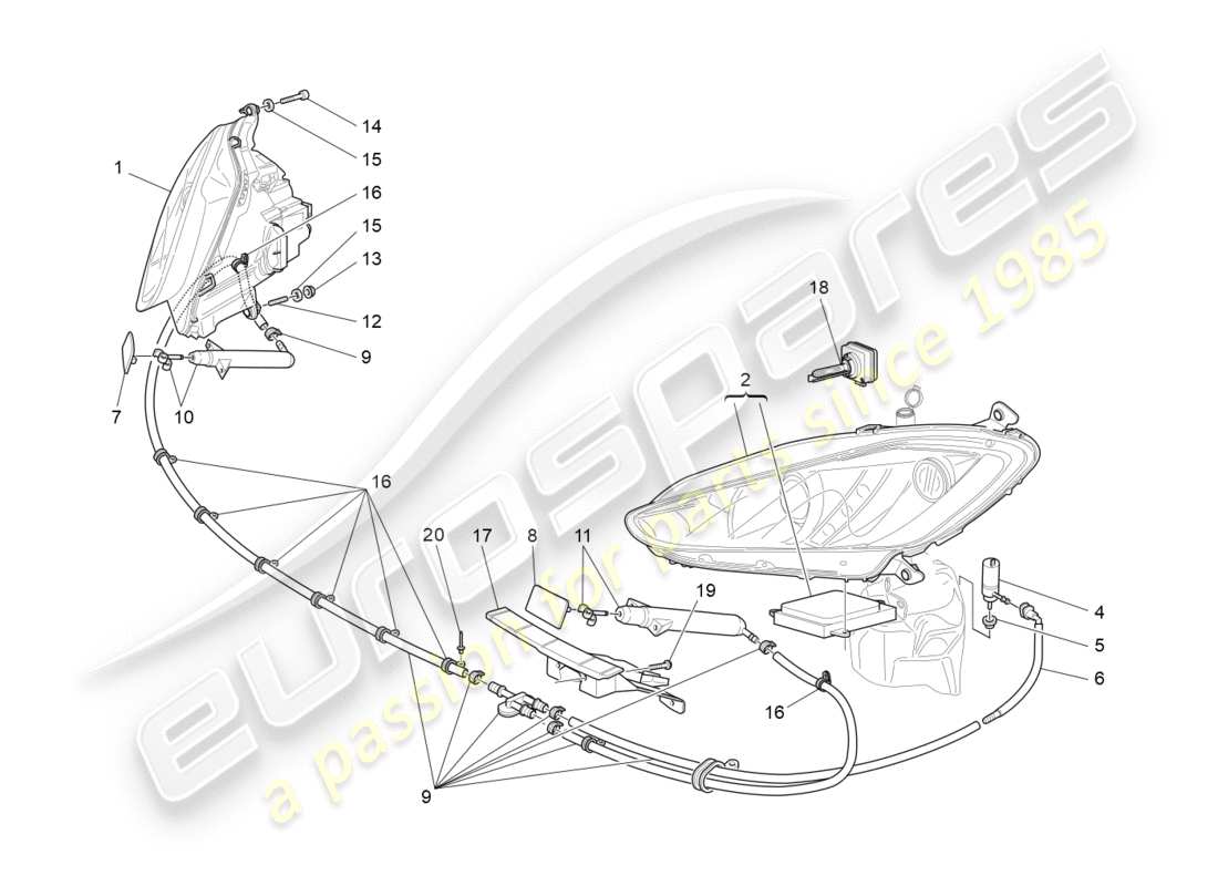 Maserati GRANTURISMO S (2013) headlight clusters Part Diagram