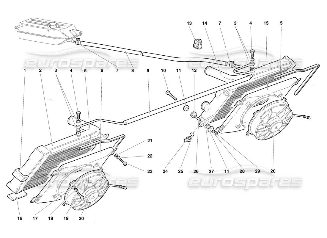 Lamborghini Diablo SV (1997) Radiators and Electro-Fans Part Diagram