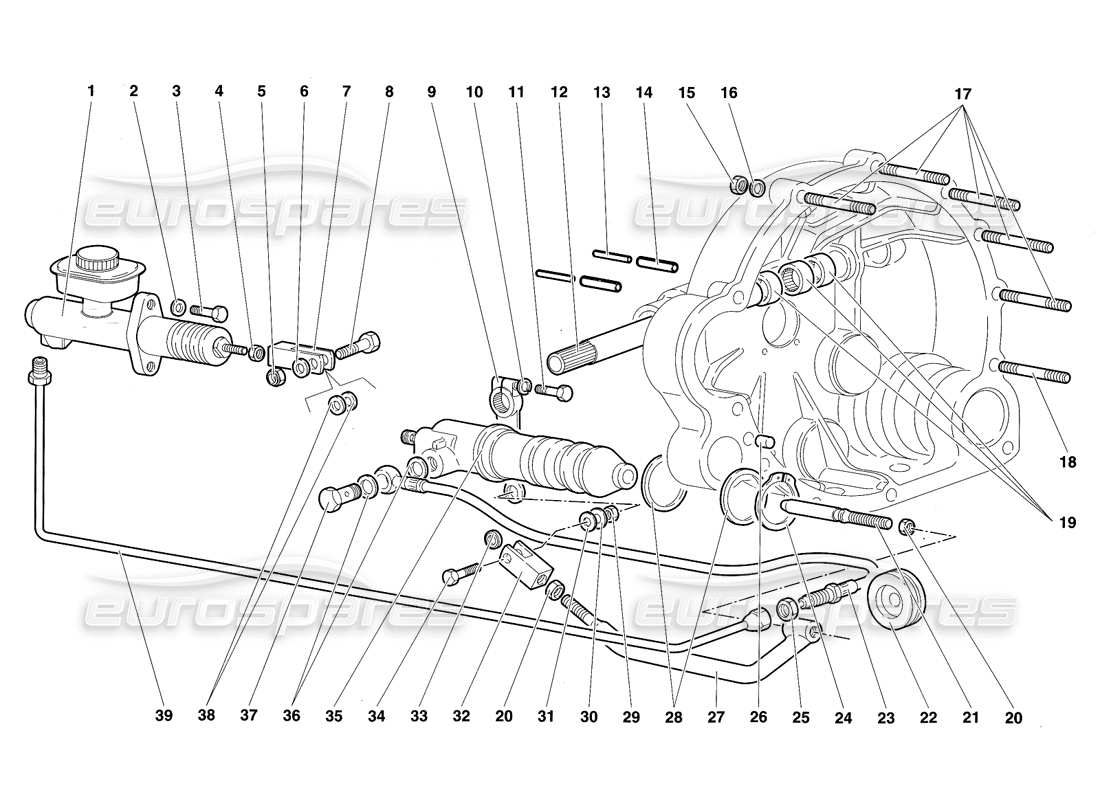 Lamborghini Diablo SV (1997) Clutch Control Levers Part Diagram