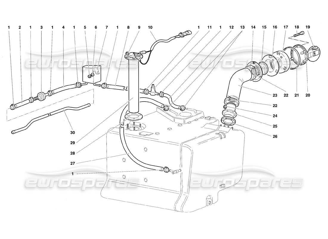 Lamborghini Diablo SV (1997) fuel system Part Diagram