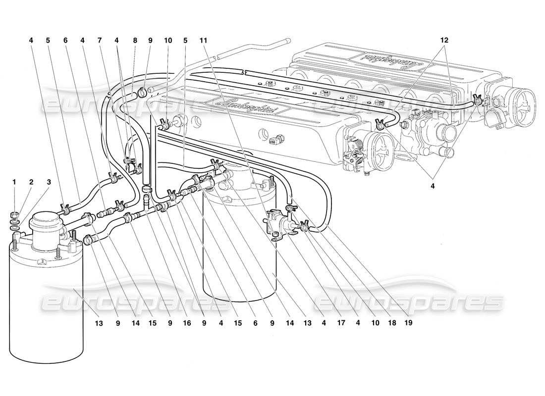 Lamborghini Diablo SV (1997) fuel system Part Diagram