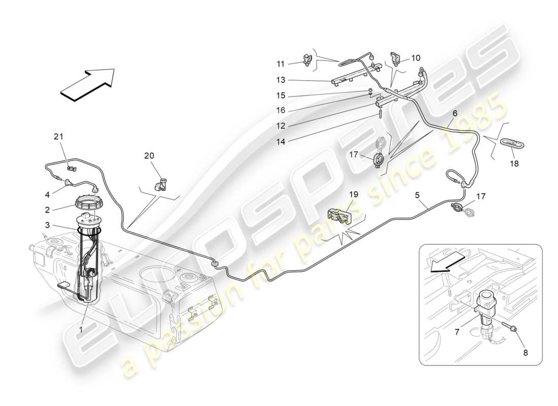 Maserati GRANTURISMO S (2015) fuel pumps and connection lines Part Diagram