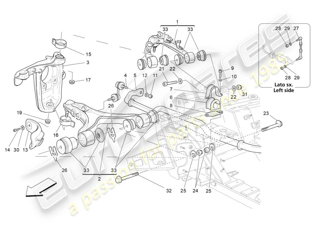 Maserati GRANTURISMO S (2015) Front Suspension Part Diagram