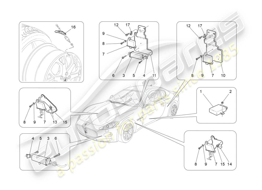 Maserati GRANTURISMO S (2015) TYRE PRESSURE MONITORING SYSTEM Part Diagram