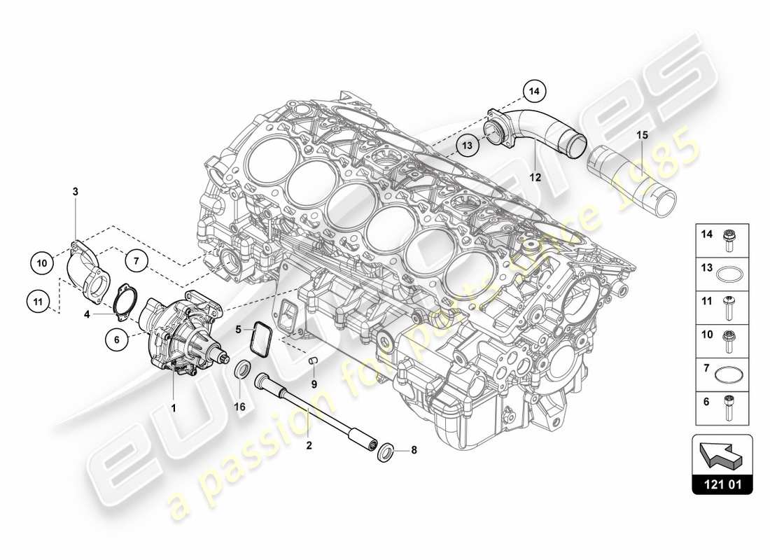 Lamborghini Centenario Coupe (2017) COOLANT PUMP Parts Diagram