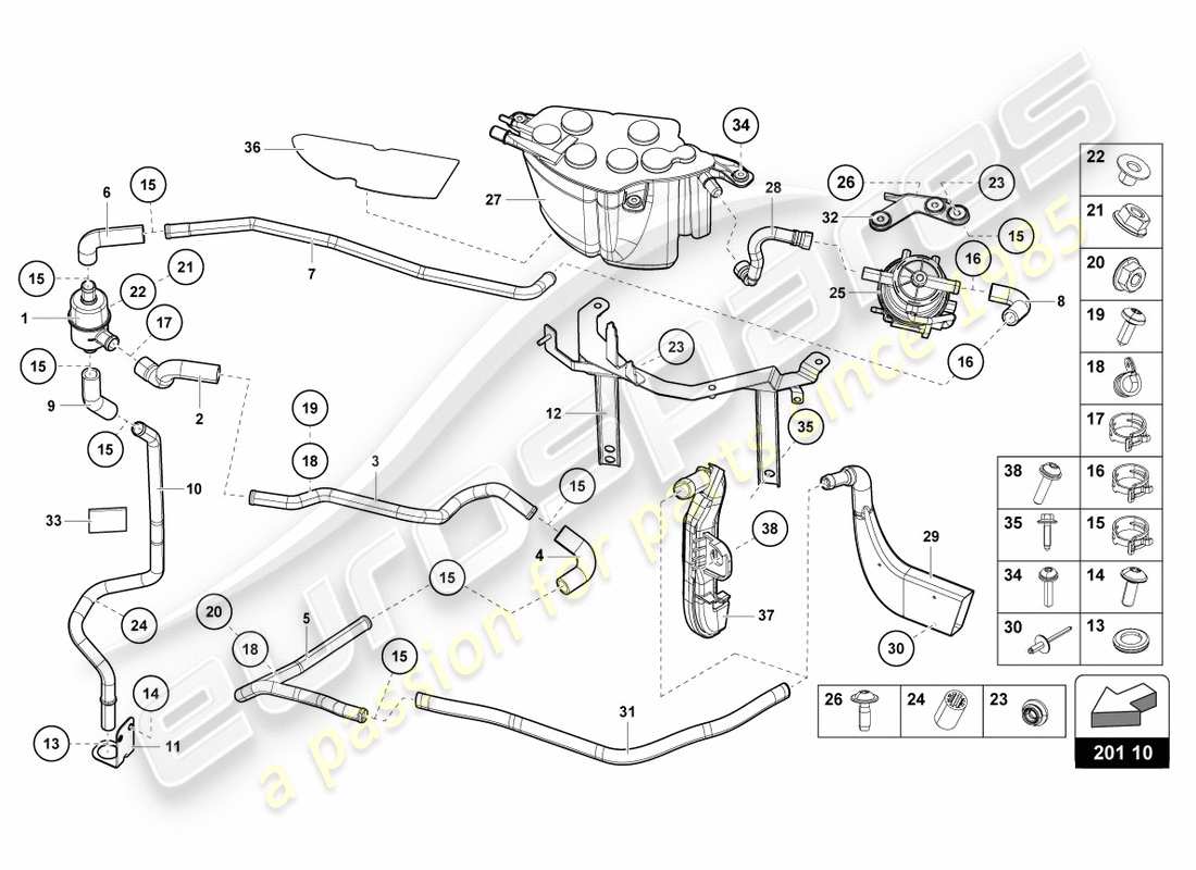 Lamborghini Centenario Coupe (2017) ACTIVATED CARBON FILTER SYSTEM Parts Diagram