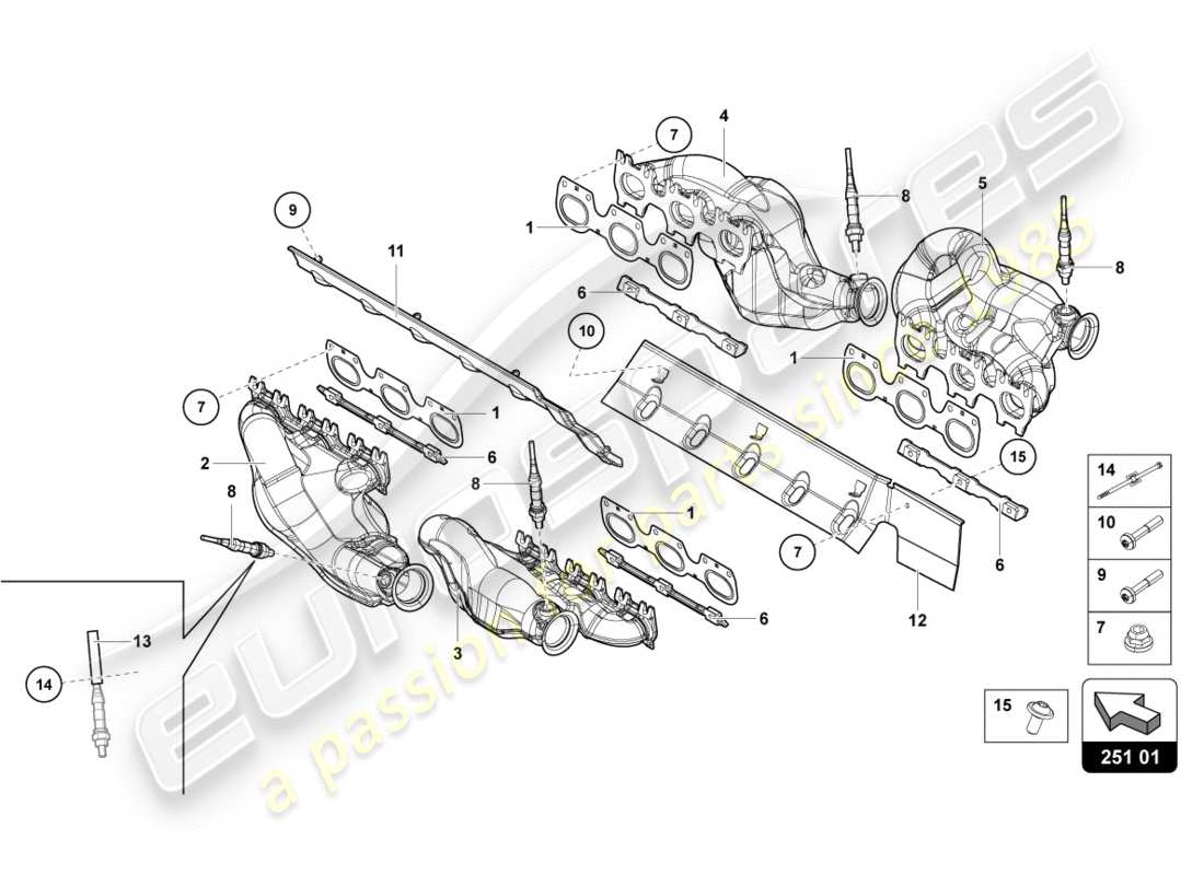 Lamborghini Centenario Coupe (2017) Exhaust System Part Diagram