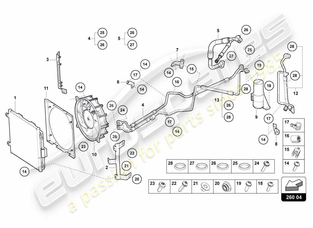 Lamborghini Centenario Coupe (2017) A/C CONDENSER Parts Diagram