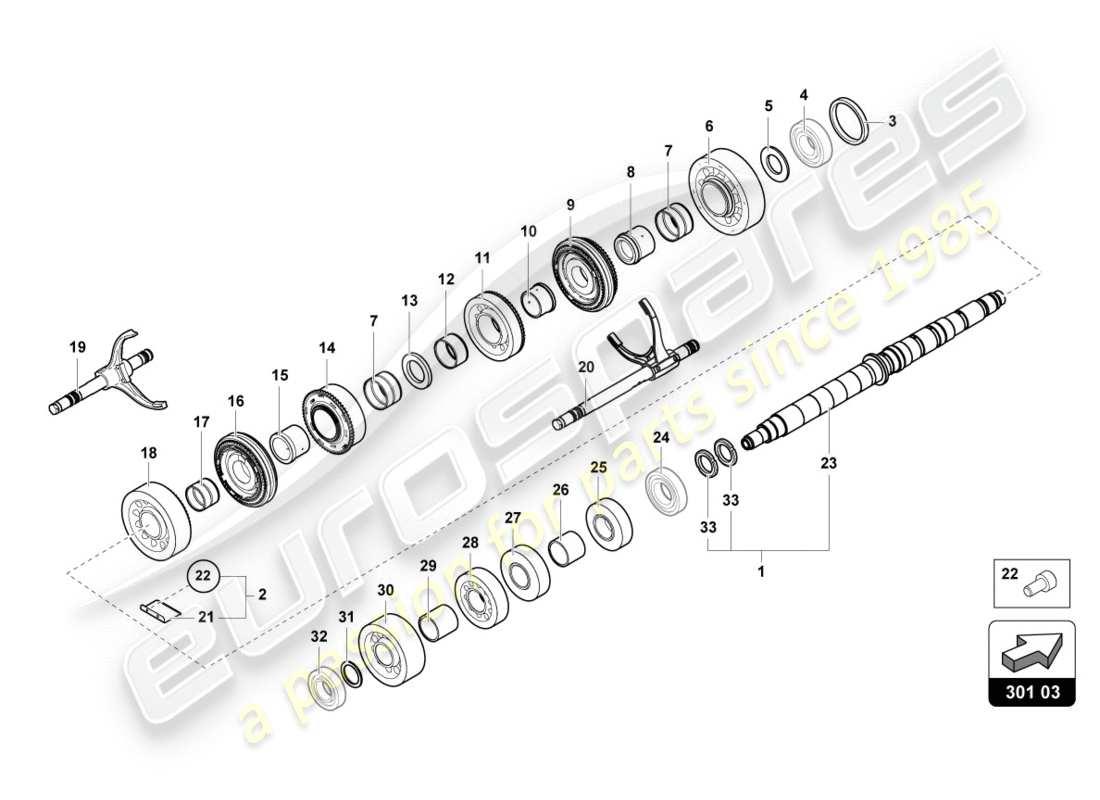 Lamborghini Centenario Coupe (2017) REDUCTION GEARBOX SHAFT Parts Diagram
