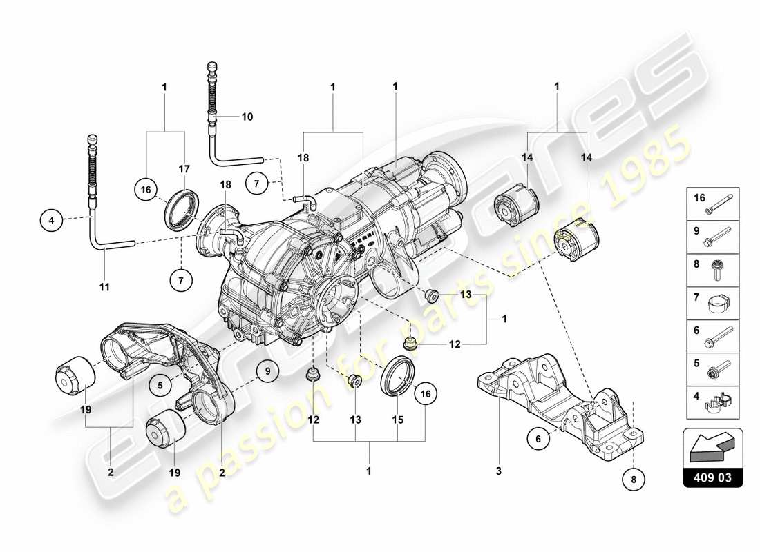 Lamborghini Centenario Coupe (2017) FRONT AXLE DIFFERENTIAL WITH VISCO CLUTCH Parts Diagram