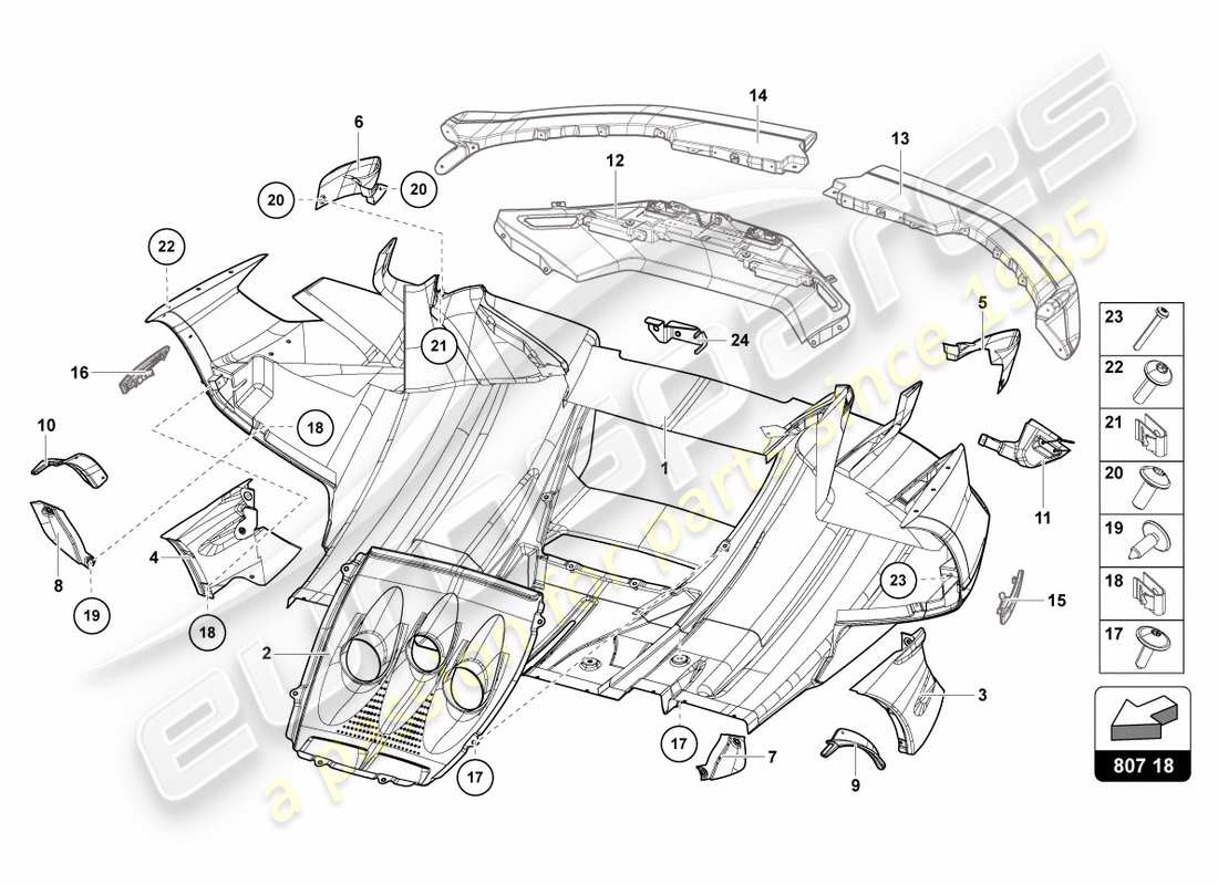 Lamborghini Centenario Coupe (2017) BUMPER, COMPLETE REAR Parts Diagram