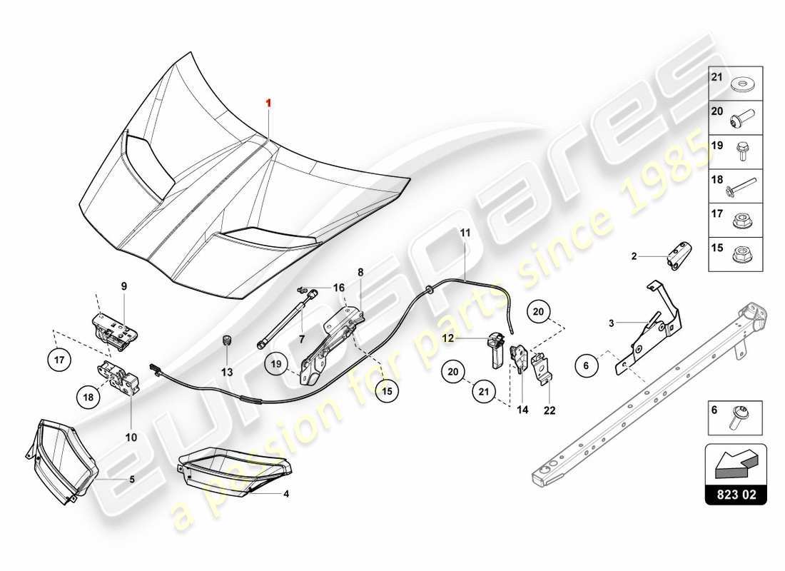 Lamborghini Centenario Coupe (2017) BONNET Part Diagram