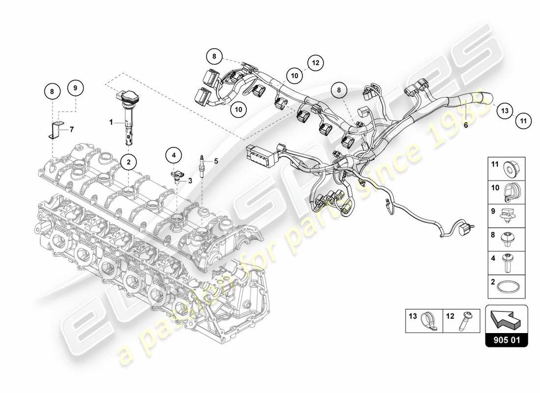 Lamborghini Centenario Coupe (2017) IGNITION SYSTEM Parts Diagram