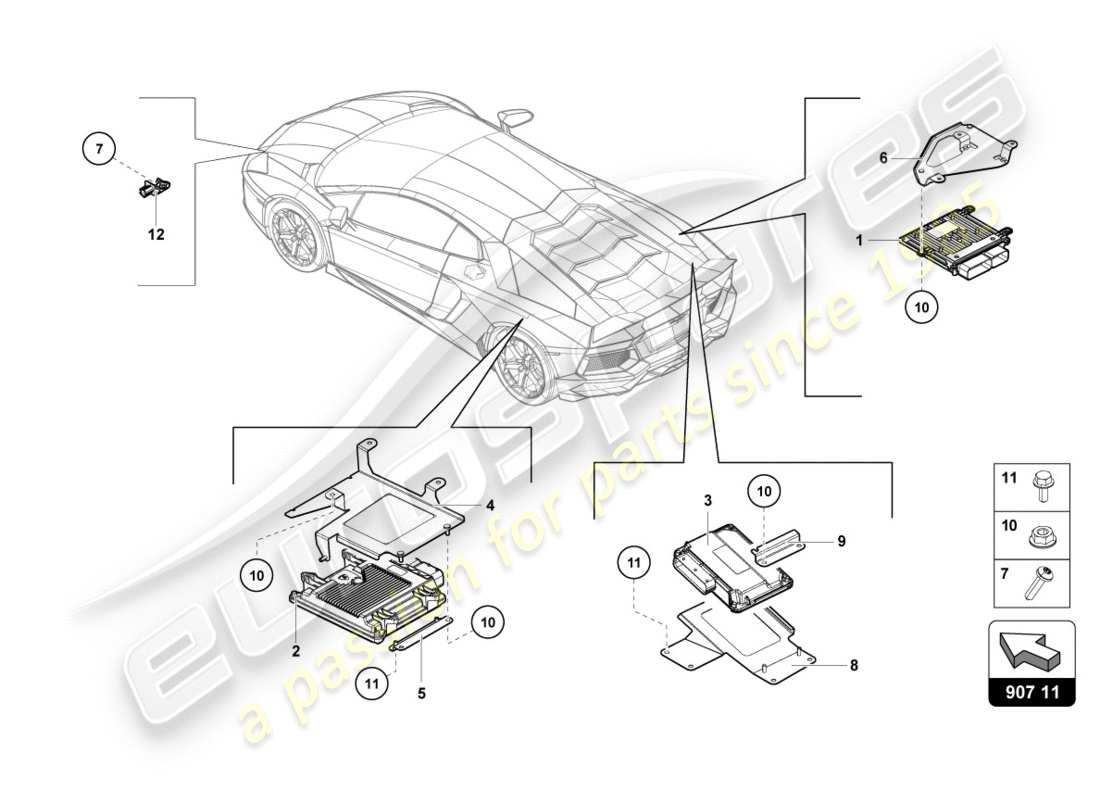 Lamborghini Centenario Coupe (2017) ENGINE CONTROL UNIT Parts Diagram