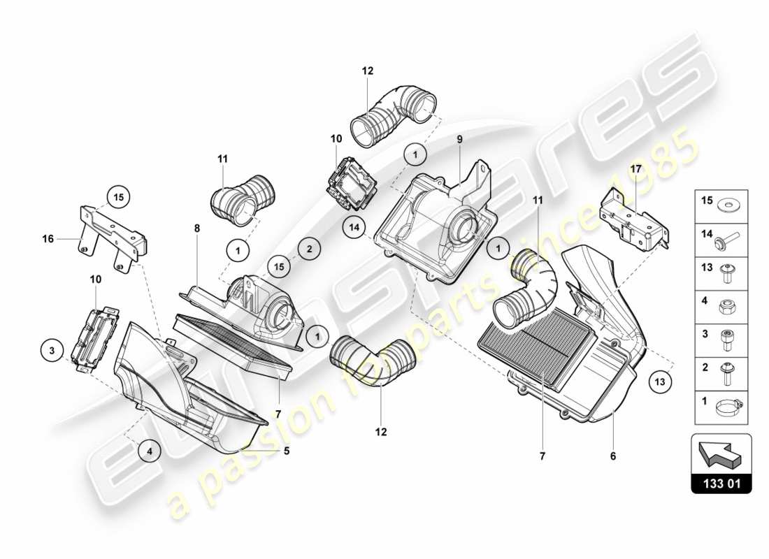 Lamborghini Centenario Roadster (2017) AIR FILTER Part Diagram
