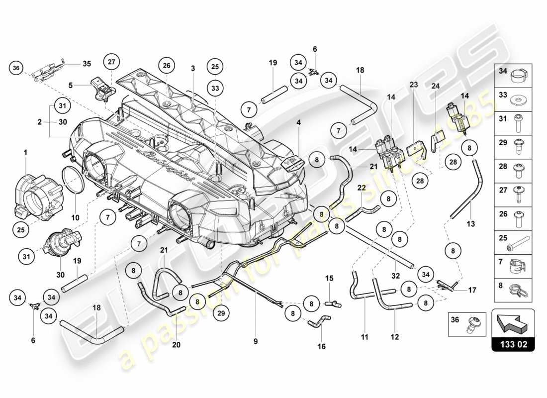 Lamborghini Centenario Roadster (2017) INTAKE MANIFOLD Part Diagram