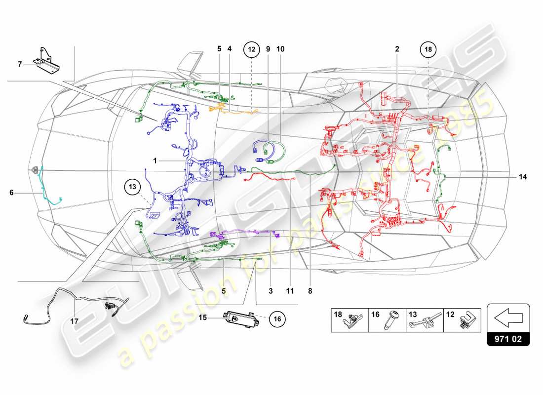 Lamborghini Centenario Roadster (2017) Wiring Looms Part Diagram