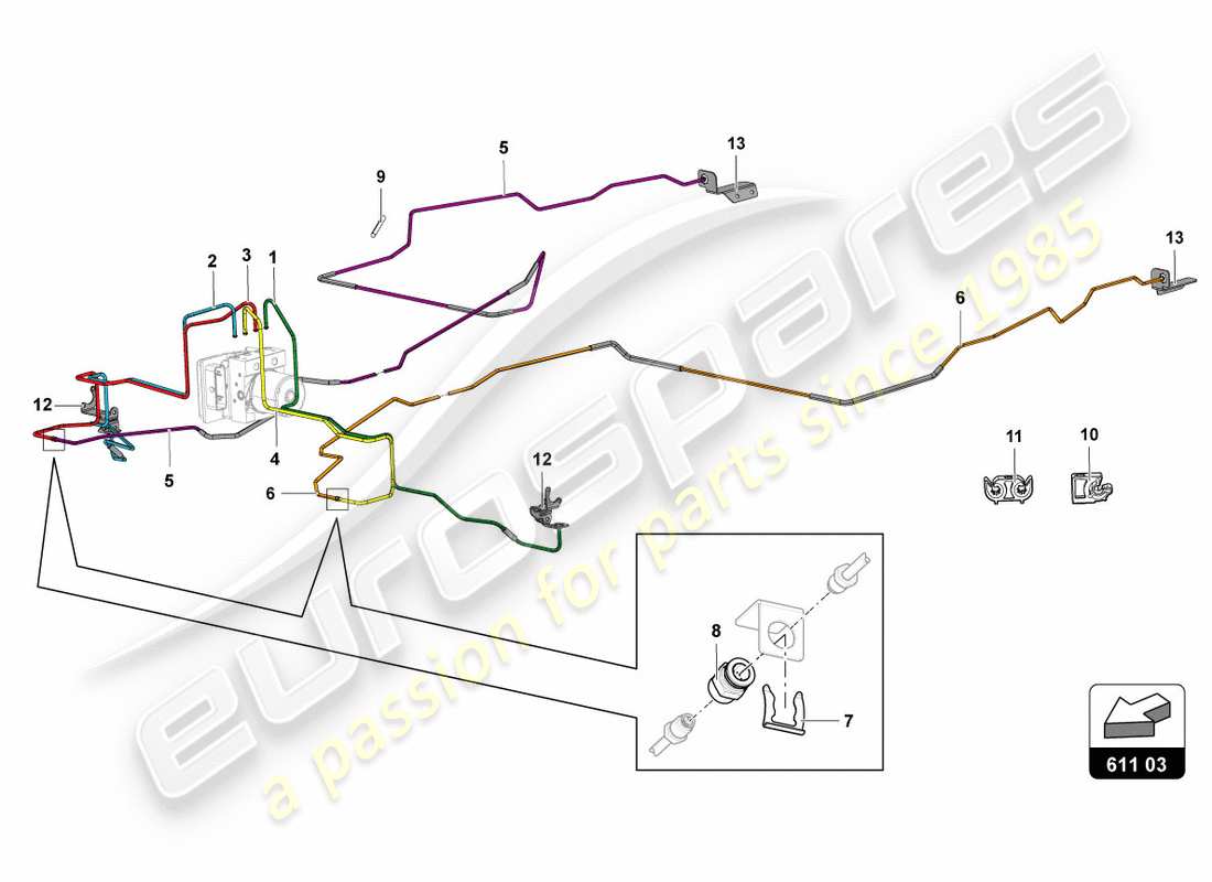 Lamborghini LP700-4 COUPE (2012) BRAKE SERVO, PIPES AND VACUUM SYSTEM Part Diagram