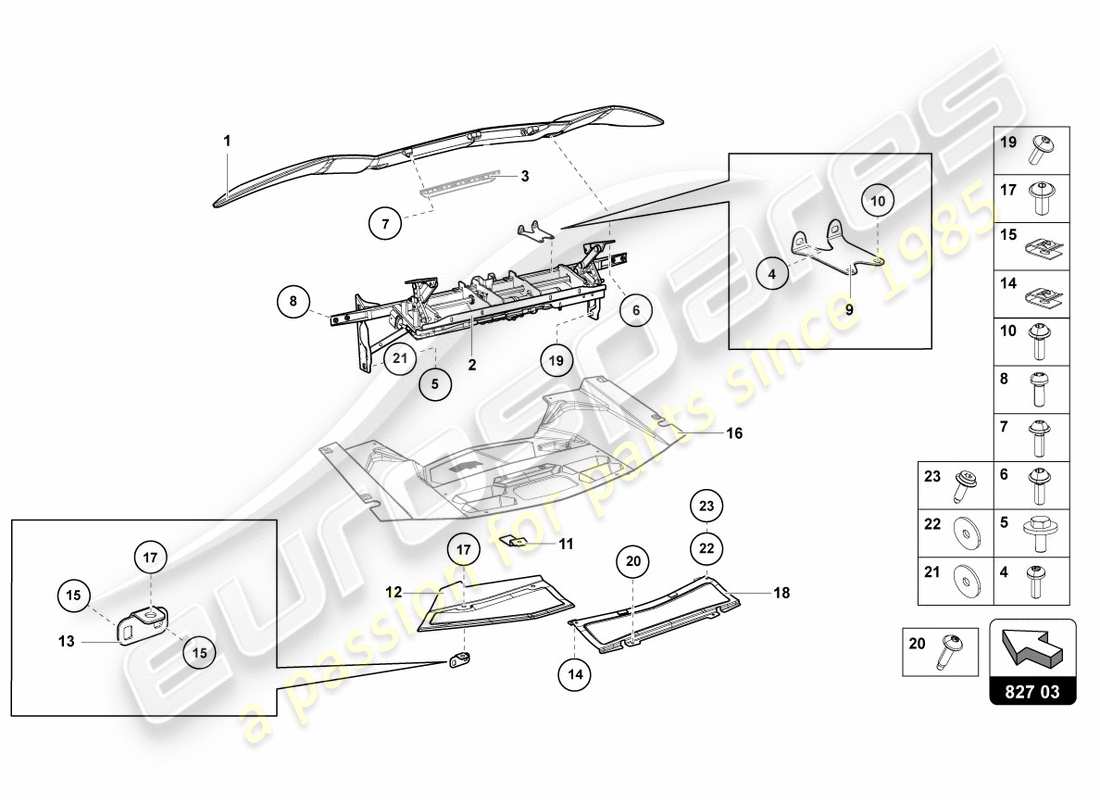 Lamborghini LP700-4 COUPE (2012) REAR SPOILER Part Diagram